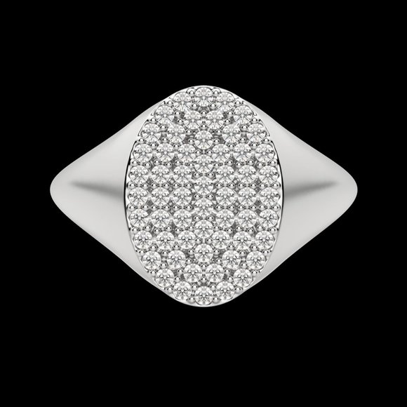 Oval Pavé Signet Ring - Picture 3 of 9